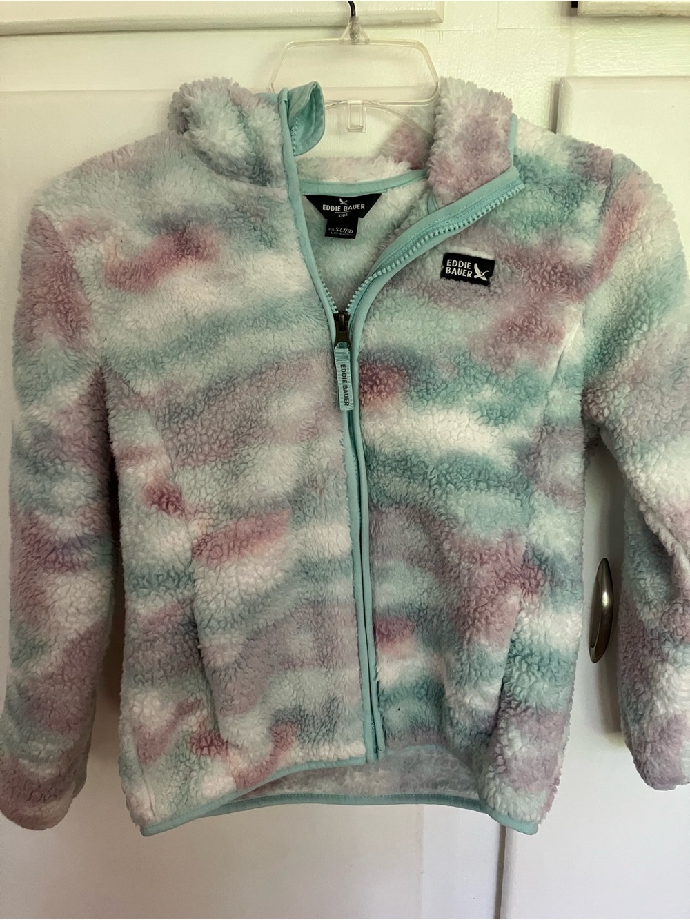 Eddie Bauer Kids Pastel Tie-Dye Fleece Jacket in Mint, Pink & White